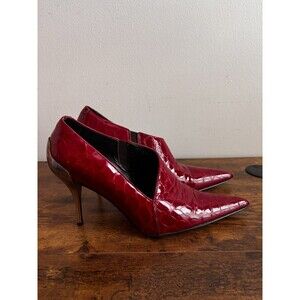 Donald J Pliner Chad Red Patent Leather Croc Pumps Size 9M Made in Italy